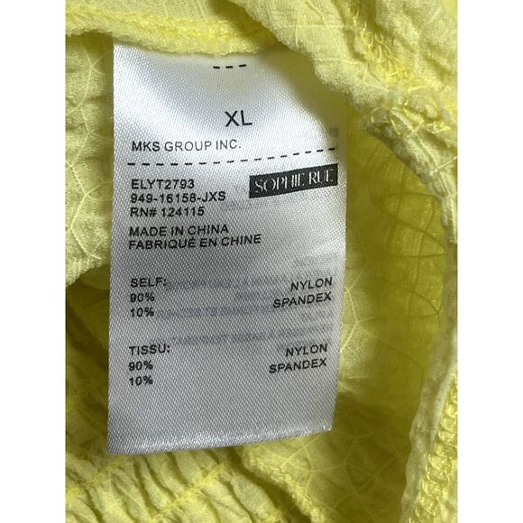 Sophie Rue Ruched Yellow Cottagecore Prairie Top Long Sleeve Size XL Romantic - Picture 9 of 11